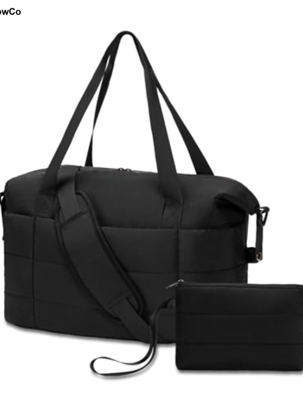 Lightweight Quilted Nylon Weekender Gym Bag with Toiletry Pouch